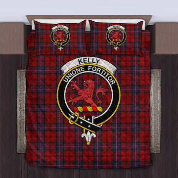 Kelly of Sleat Red Tartan Quilt Bed Set with Family Crest