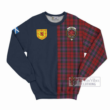 Kelly of Sleat Red Tartan Sweatshirt with Scottish Lion Royal Arm Half Style