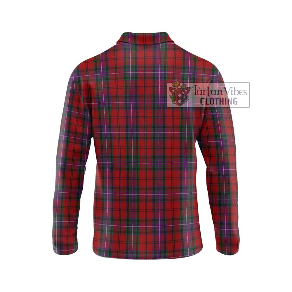 Tartan Vibes Clothing Kelly of Sleat Red Tartan Long Sleeve Polo Shirt with Family Crest DNA In Me Style