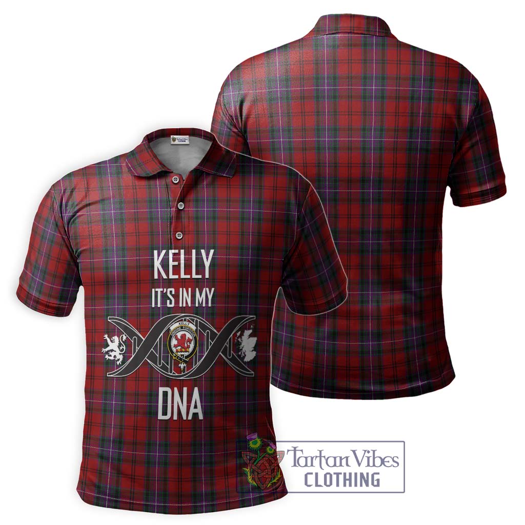 Tartan Vibes Clothing Kelly of Sleat Red Tartan Polo Shirt with Family Crest DNA In Me Style