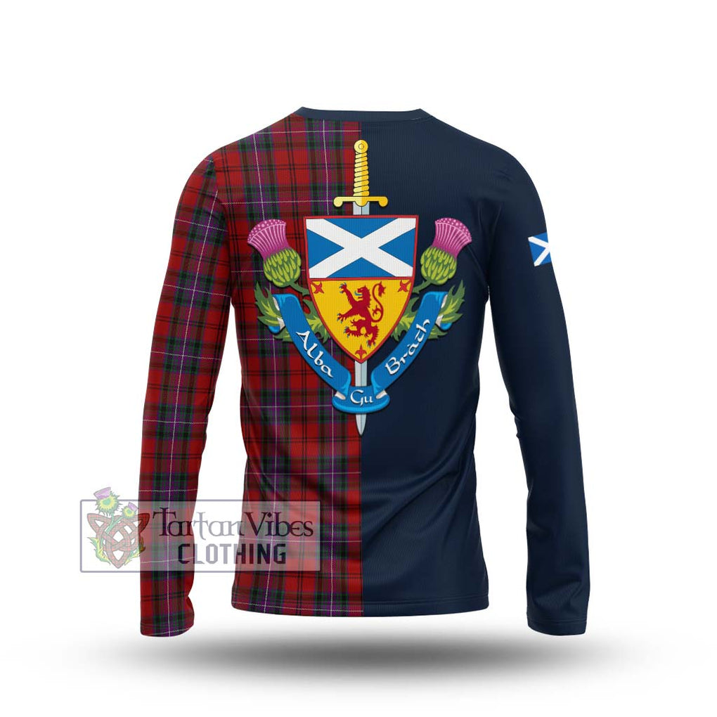 Tartan Vibes Clothing Kelly of Sleat Red Tartan Long Sleeve T-Shirt with Scottish Lion Royal Arm Half Style