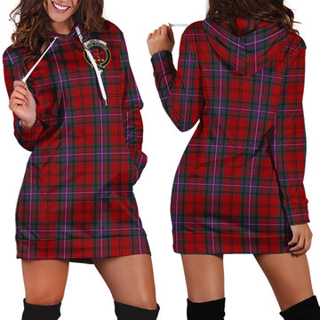 Kelly of Sleat Red Tartan Hoodie Dress with Family Crest