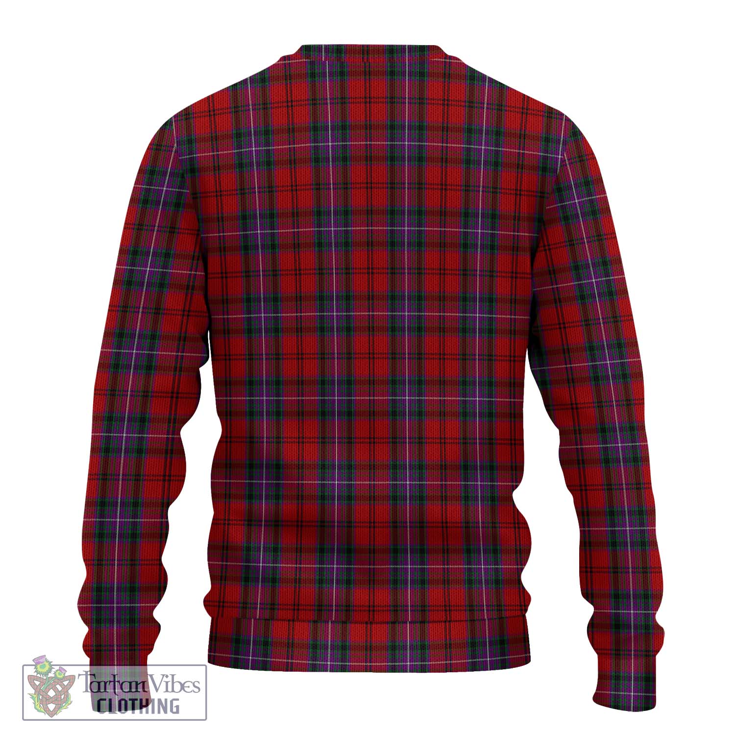 Tartan Vibes Clothing Kelly of Sleat Red Tartan Knitted Sweater with Family Crest DNA In Me Style