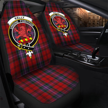 Kelly of Sleat Red Tartan Car Seat Cover with Family Crest