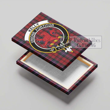 Kelly of Sleat Red Tartan Canvas Print Wall Art with Family Crest