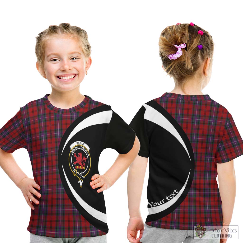 Kelly of Sleat Red Tartan Kid T-Shirt with Family Crest Circle Style - Tartan Vibes Clothing