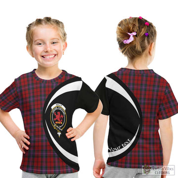 Kelly of Sleat Red Tartan Kid T-Shirt with Family Crest Circle Style