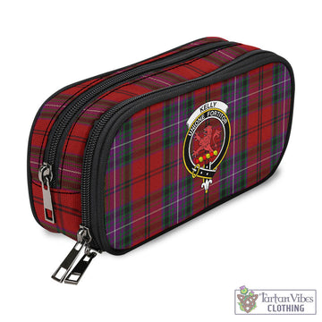 Kelly of Sleat Red Tartan Pen and Pencil Case with Family Crest