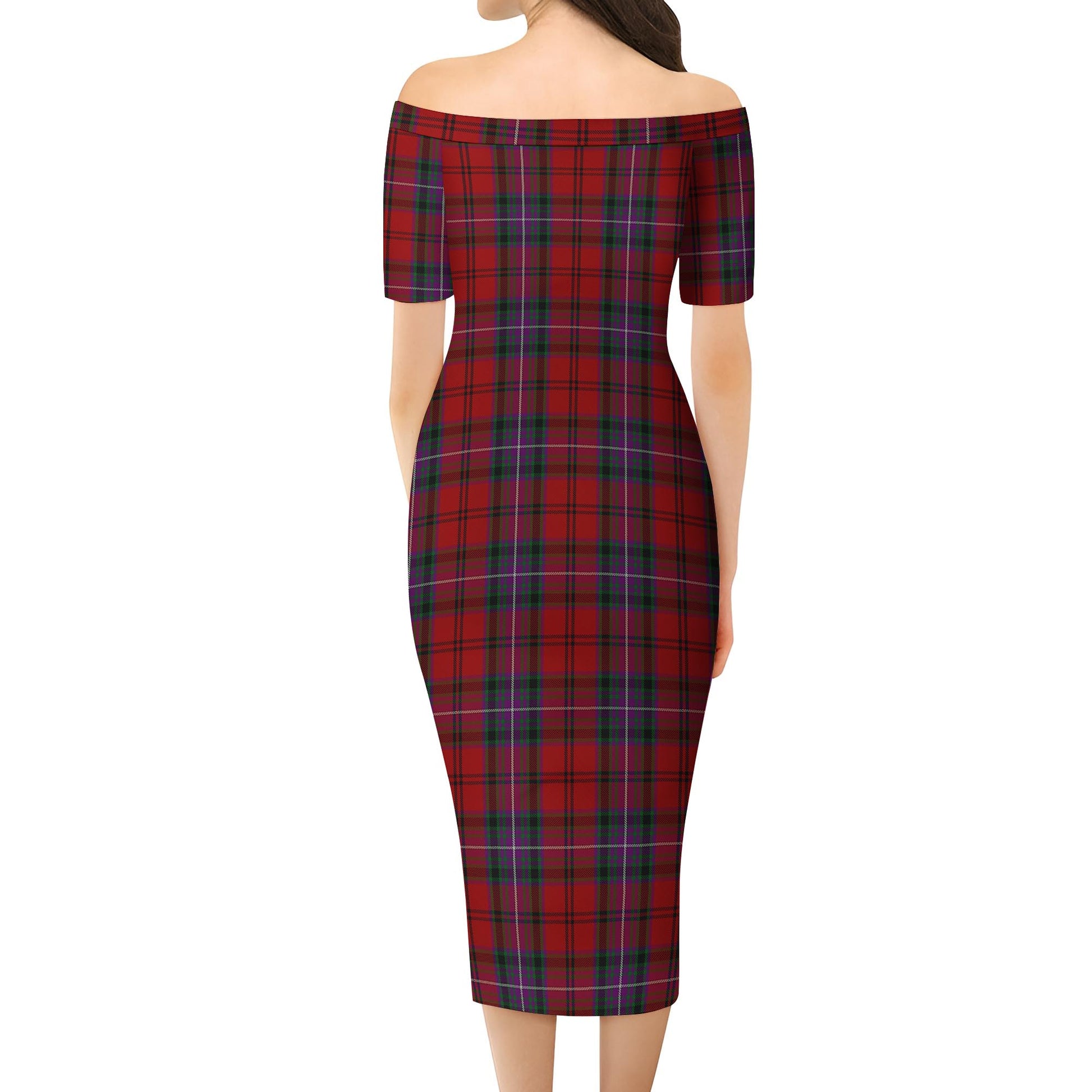 Kelly of Sleat Red Tartan Off Shoulder Lady Dress - Tartanvibesclothing