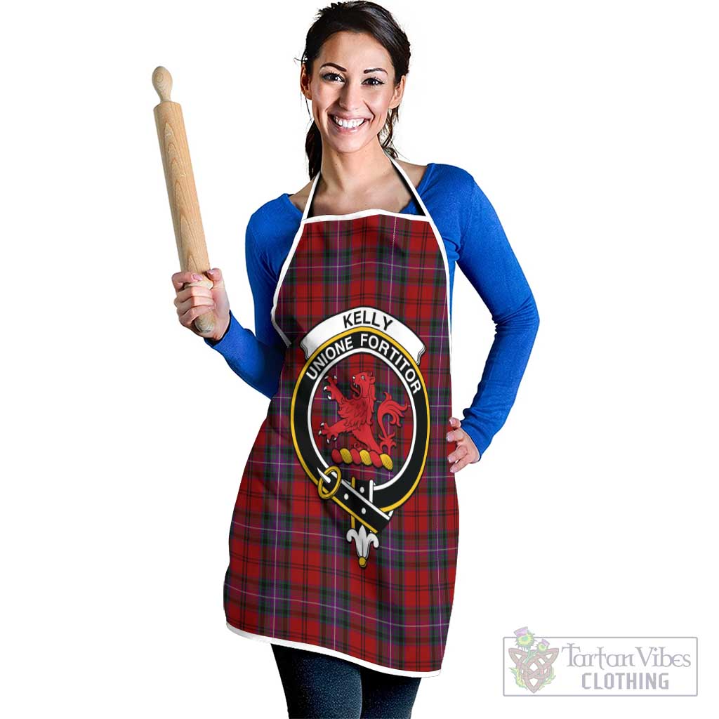 Tartan Vibes Clothing Kelly of Sleat Red Tartan Apron with Family Crest