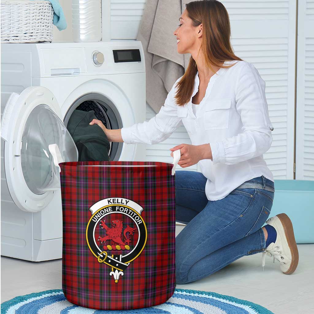 Tartan Vibes Clothing Kelly of Sleat Red Tartan Laundry Basket with Family Crest