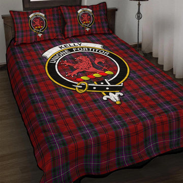 Kelly of Sleat Red Tartan Quilt Bed Set with Family Crest