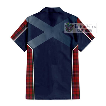 Kelly of Sleat Red Tartan Short Sleeve Button Shirt with Family Crest and Lion Rampant Vibes Sport Style