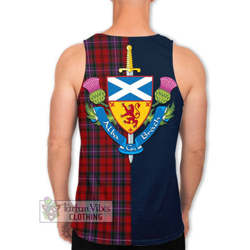 Kelly of Sleat Red Tartan Men's Tank Top with Scottish Lion Royal Arm Half Style