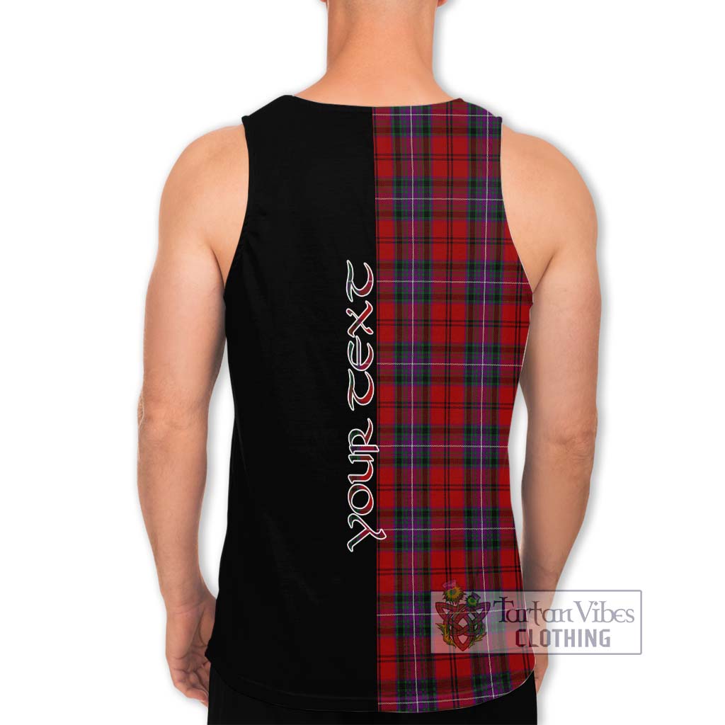 Tartan Vibes Clothing Kelly of Sleat Red Tartan Men's Tank Top with Family Crest and Half Of Me Style