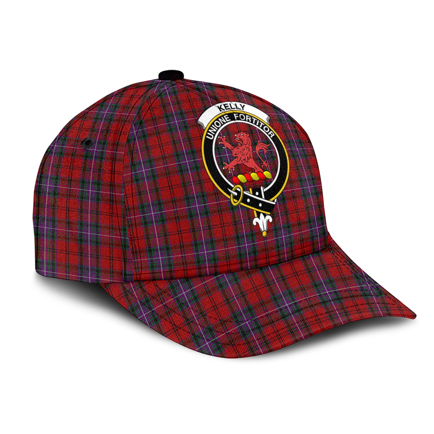 kelly-of-sleat-red-tartan-classic-cap-with-family-crest