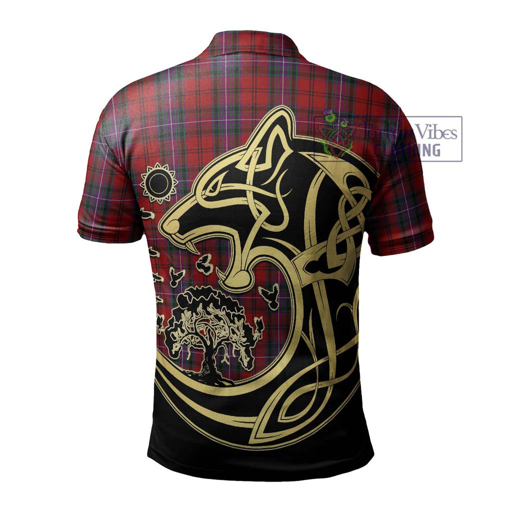 Kelly of Sleat Red Tartan Polo Shirt with Family Crest Celtic Wolf Style - Tartanvibesclothing Shop