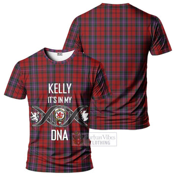 Kelly of Sleat Red Tartan T-Shirt with Family Crest DNA In Me Style