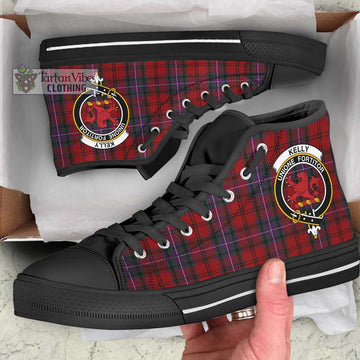 Kelly of Sleat Red Tartan High Top Shoes with Family Crest