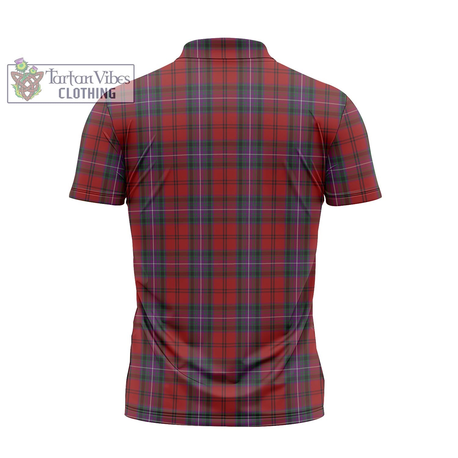 Tartan Vibes Clothing Kelly of Sleat Red Tartan Zipper Polo Shirt with Family Crest