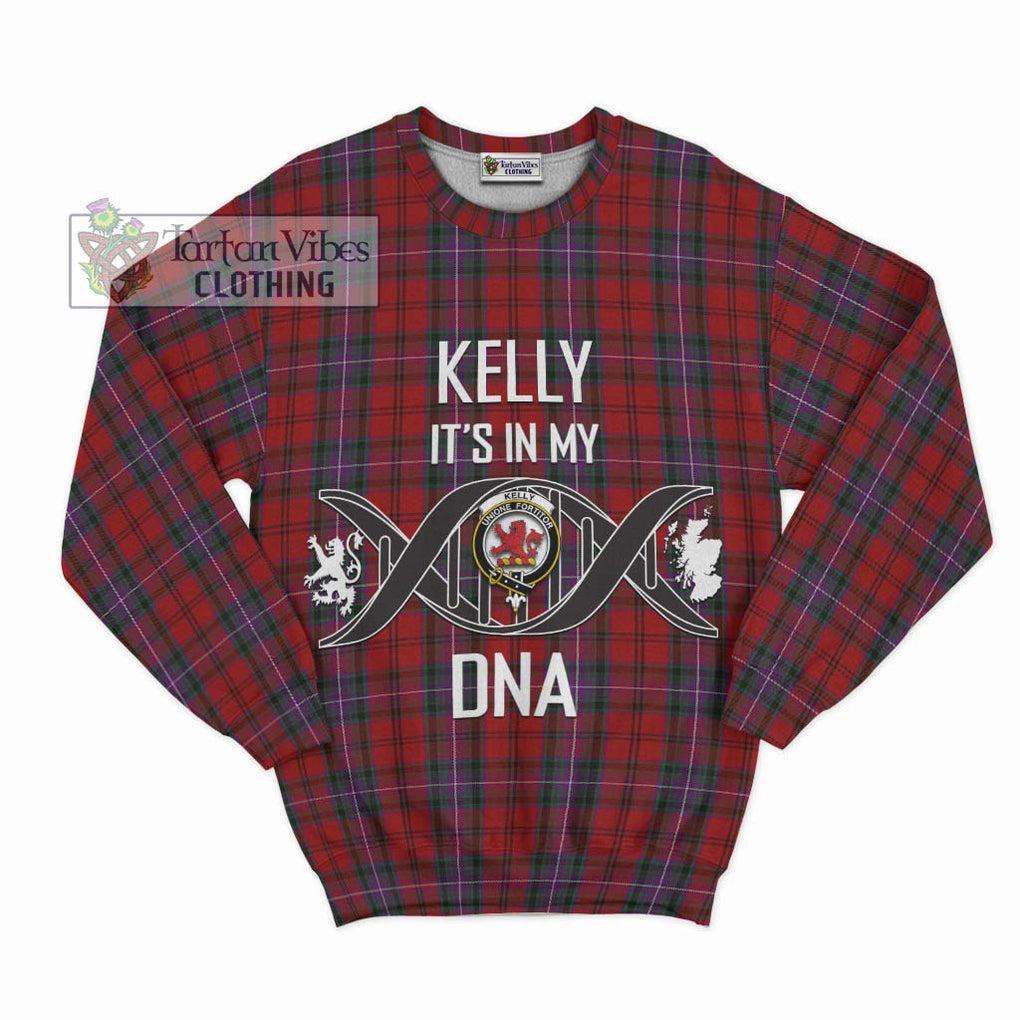 Kelly of Sleat Red Tartan Sweatshirt with Family Crest DNA In Me Style - Tartanvibesclothing Shop