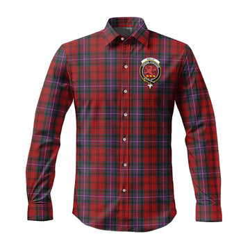 Kelly of Sleat Red Tartan Long Sleeve Button Up Shirt with Family Crest