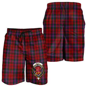 Kelly of Sleat Red Tartan Mens Shorts with Family Crest