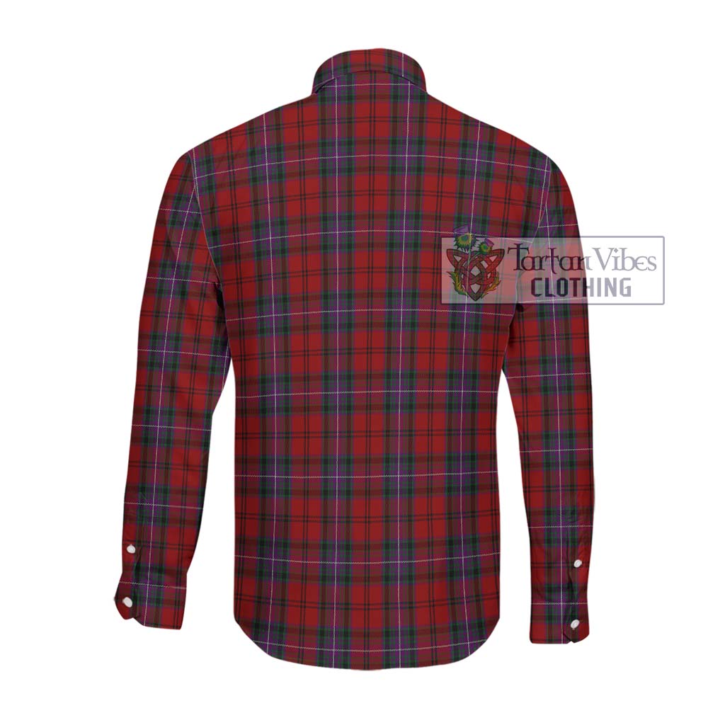 Tartan Vibes Clothing Kelly of Sleat Red Tartan Long Sleeve Button Shirt with Family Crest DNA In Me Style