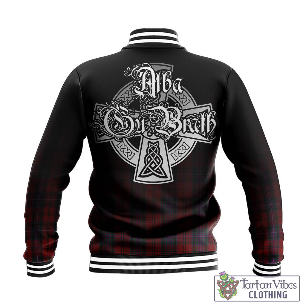 Tartan Vibes Clothing Kelly of Sleat Red Tartan Baseball Jacket Featuring Alba Gu Brath Family Crest Celtic Inspired