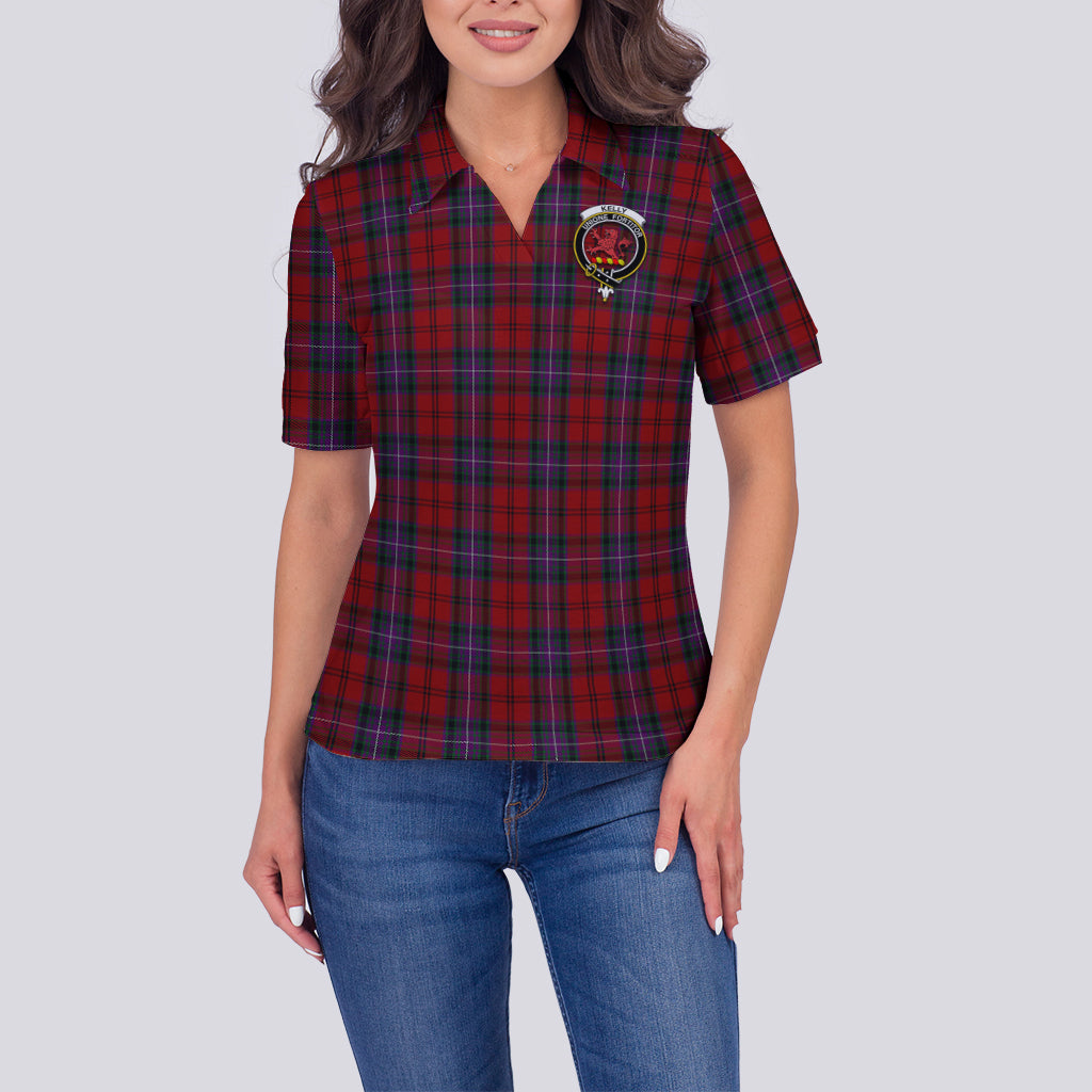 Kelly of Sleat Red Tartan Polo Shirt with Family Crest For Women - Tartan Vibes Clothing