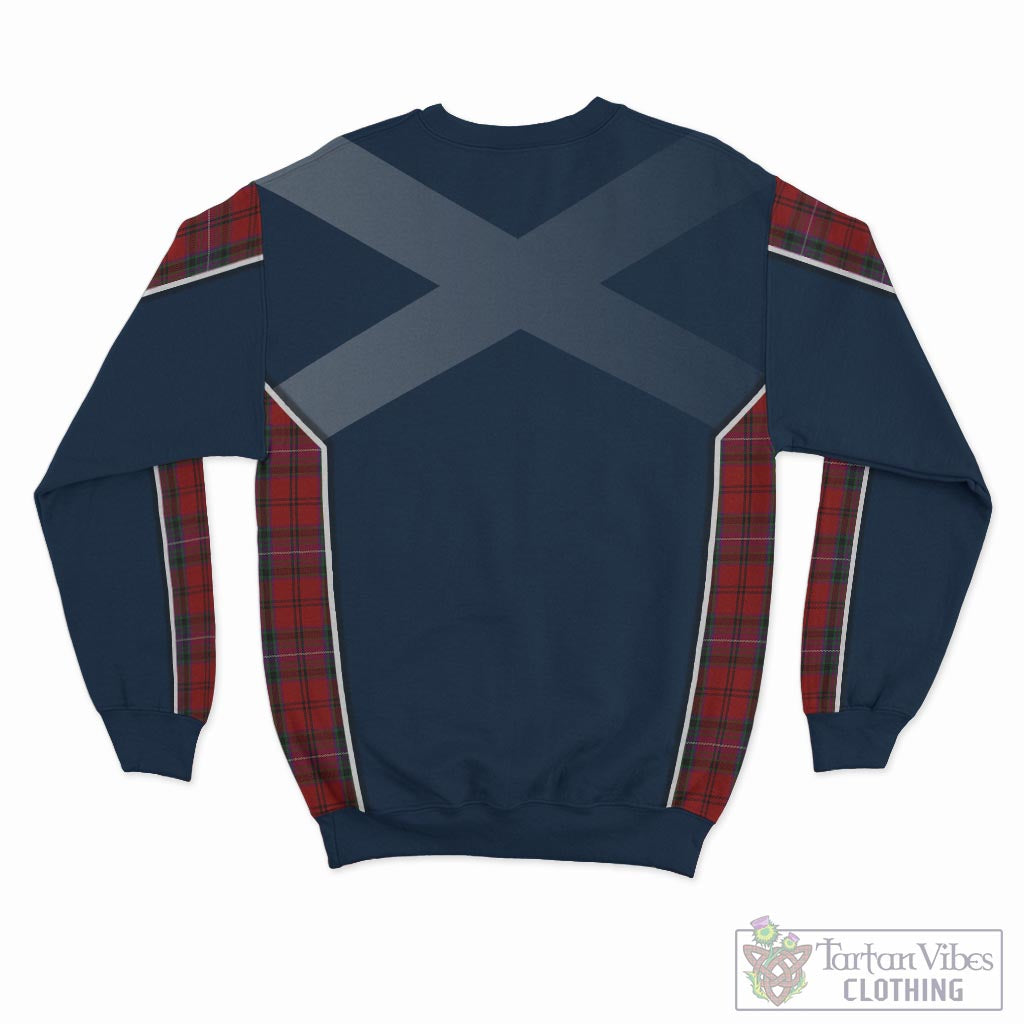 Tartan Vibes Clothing Kelly of Sleat Red Tartan Sweater with Family Crest and Lion Rampant Vibes Sport Style