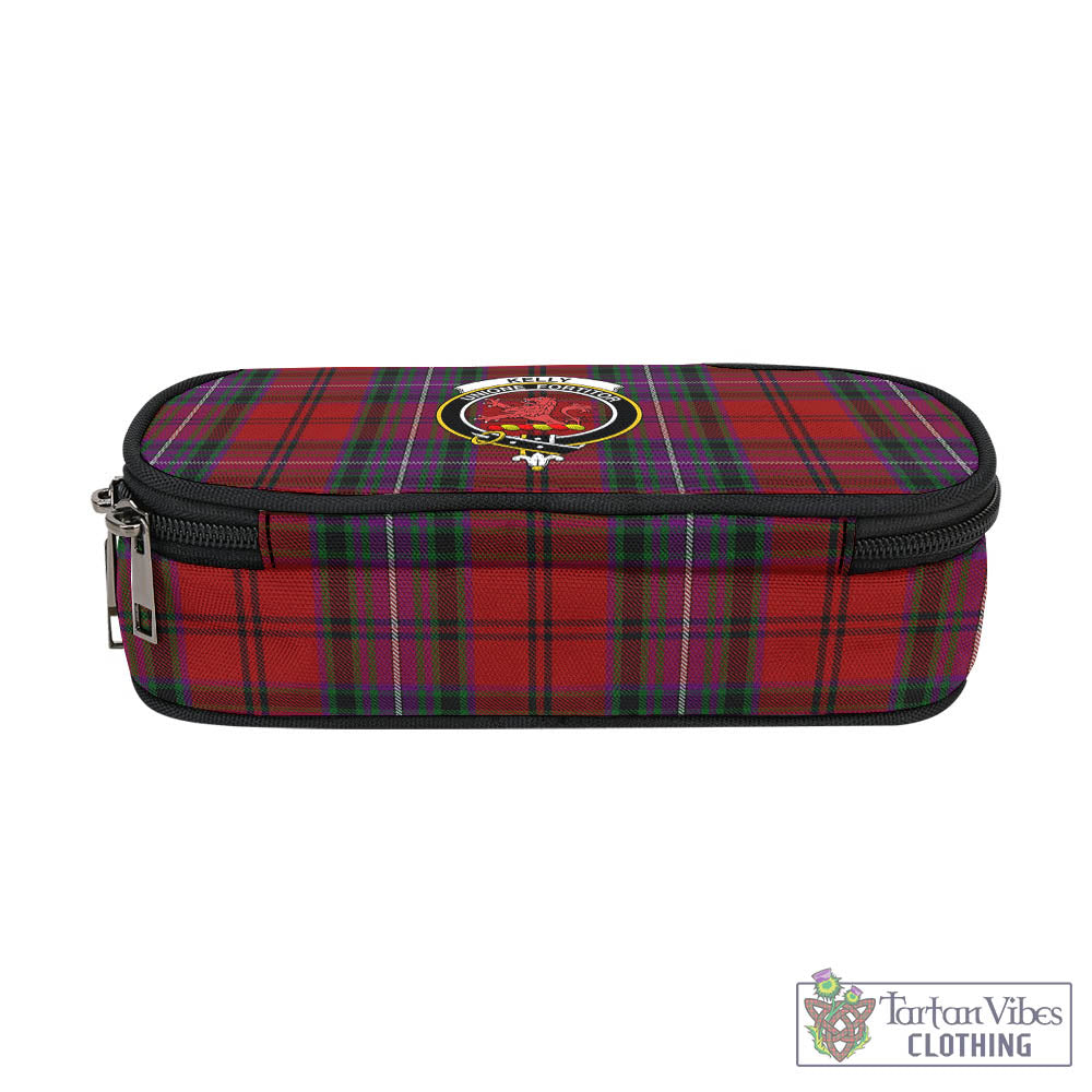 Tartan Vibes Clothing Kelly of Sleat Red Tartan Pen and Pencil Case with Family Crest