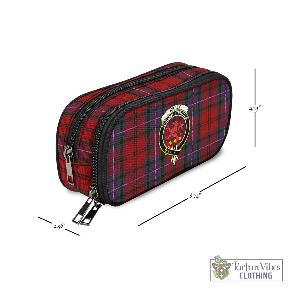 Tartan Vibes Clothing Kelly of Sleat Red Tartan Pen and Pencil Case with Family Crest