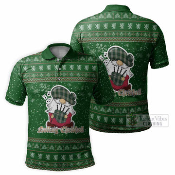 Kelso Clan Christmas Family Polo Shirt with Funny Gnome Playing Bagpipes