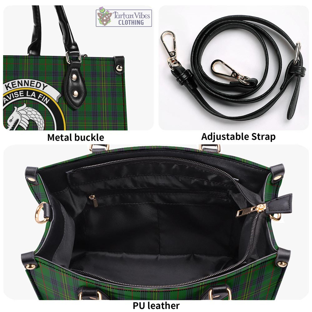 Tartan Vibes Clothing Kennedy Tartan Luxury Leather Handbags with Family Crest