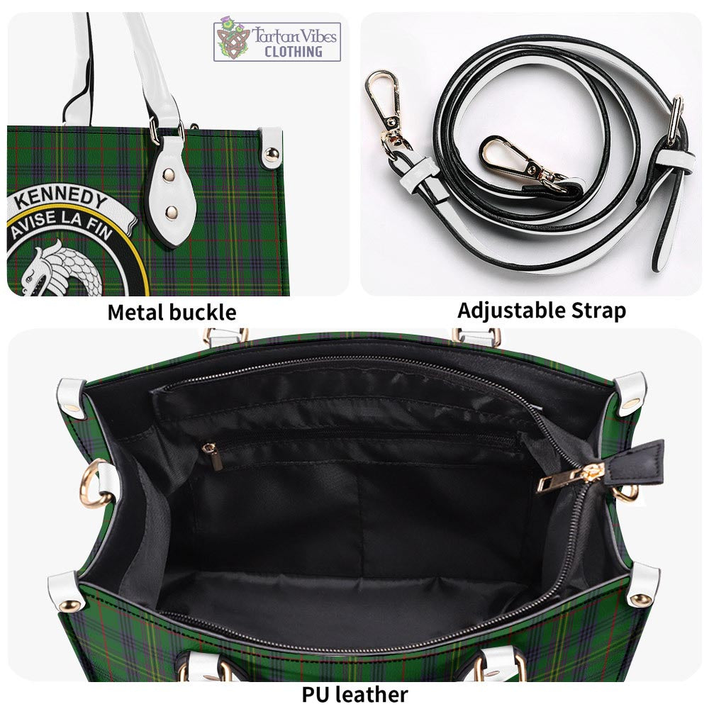 Tartan Vibes Clothing Kennedy Tartan Luxury Leather Handbags with Family Crest