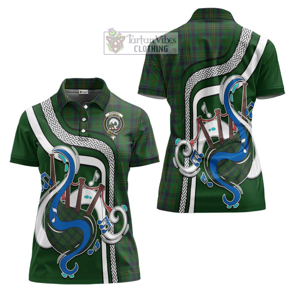 Kennedy Tartan Women's Polo Shirt with Epic Bagpipe Style Women - Tartanvibesclothing Shop