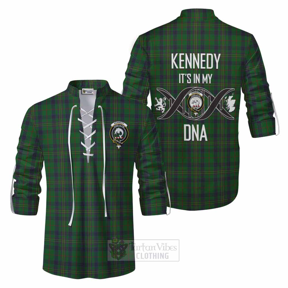 Tartan Vibes Clothing Kennedy Tartan Ghillie Kilt Shirt with Family Crest DNA In Me Style