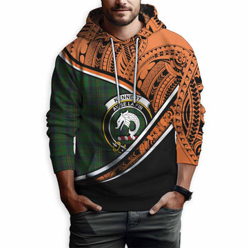 Kennedy Crest Tartan Hoodie with Polynesian Vibes Style - Orange Version