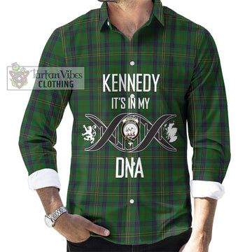 Kennedy Tartan Long Sleeve Button Shirt with Family Crest DNA In Me Style