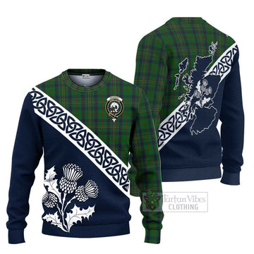 Kennedy Tartan Ugly Sweater Featuring Thistle and Scotland Map