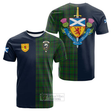 Kennedy Tartan Cotton T-shirt Alba with Scottish Lion Royal Arm Half Style