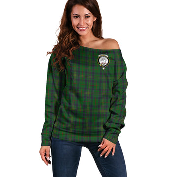 Kennedy Tartan Off Shoulder Women Sweater with Family Crest