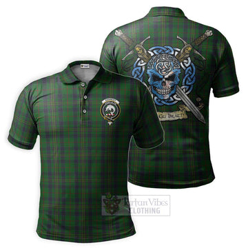 Kennedy Tartan Polo Shirt with Family Crest Celtic Skull Style