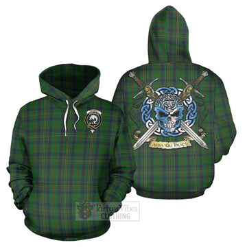 Kennedy Tartan Hoodie with Family Crest Celtic Skull Style