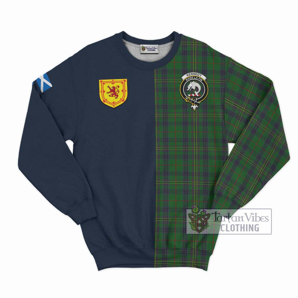 Tartan Vibes Clothing Kennedy Tartan Sweatshirt with Scottish Lion Royal Arm Half Style