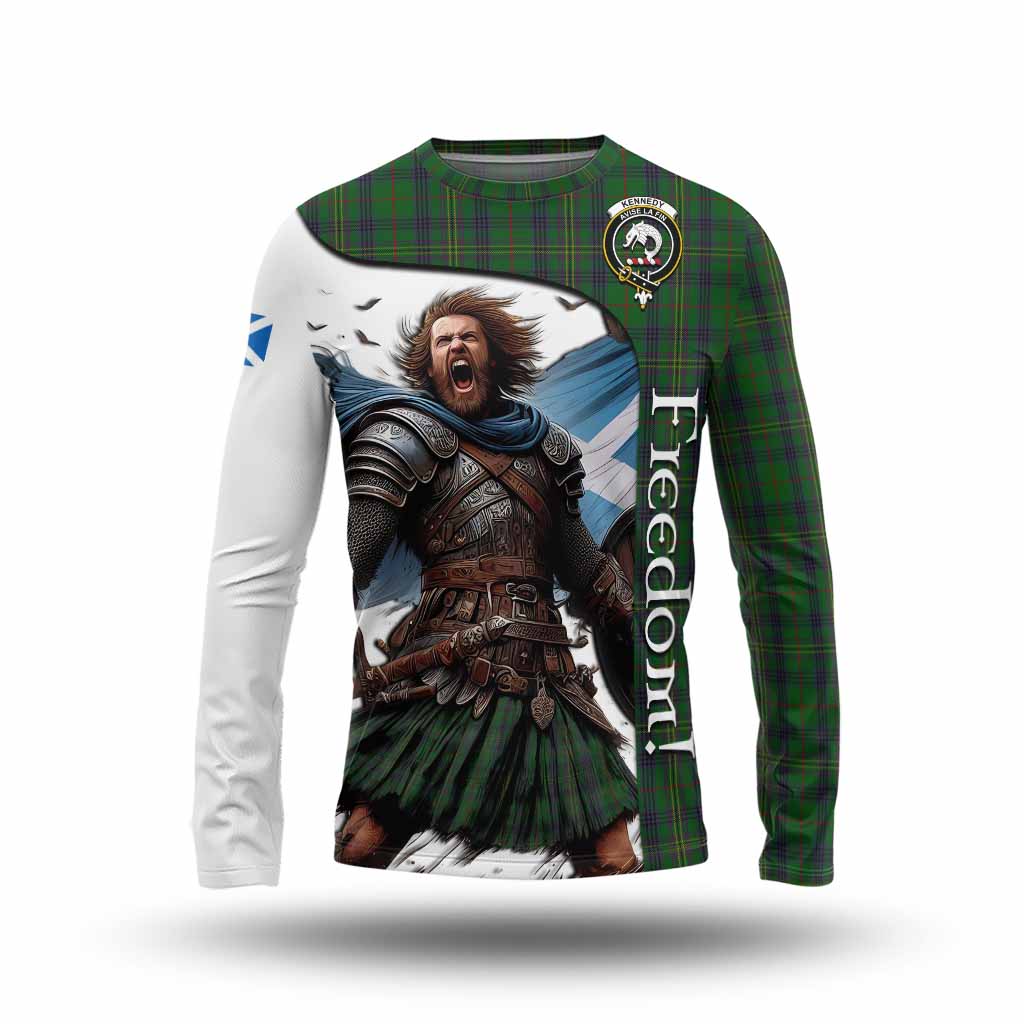 Tartan Vibes Clothing Kennedy Crest Tartan Long Sleeve T-Shirt Inspired by the Freedom of Scottish Warrior