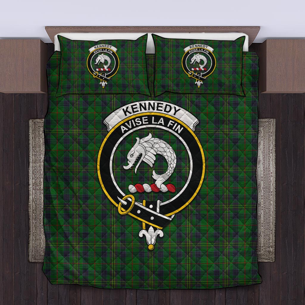 Kennedy Tartan Quilt Bed Set with Family Crest Twin - Tartan Vibes Clothing