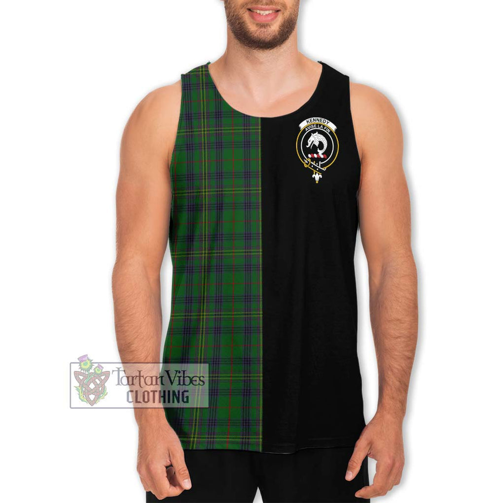 Kennedy Tartan Men's Tank Top with Family Crest and Half Of Me Style Men - Tartanvibesclothing Shop