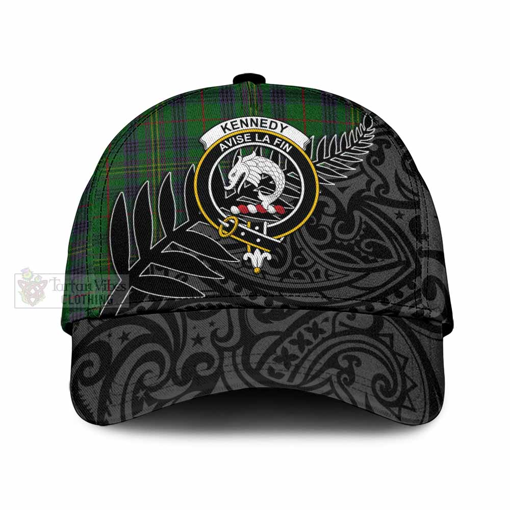 Tartan Vibes Clothing Kennedy Tartan Classic Cap with New Zealand Silver Fern Half Style